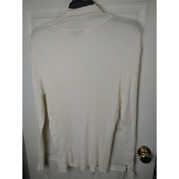 Style&Co Woman XXL Turtleneck Creme Ribbed Pullover Long Sleeve Three Button... - Picture 9 of 9